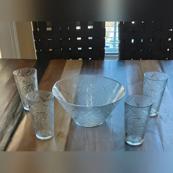 Coca Cola Embossed Glass Set - Clear - Picture 1 of 1